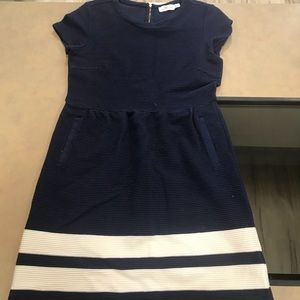 Navy with white stripes cotton dress
